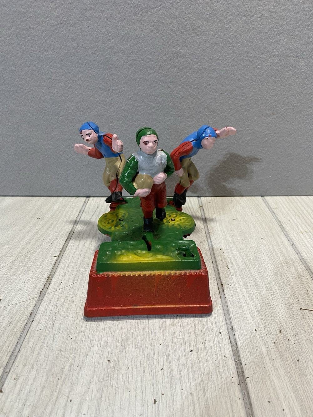 Vintage Football Rugby Coin Operated Mechanical Cast Iron Bank